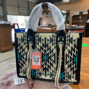 Black and Cream Montana West Patterned Tote Bag